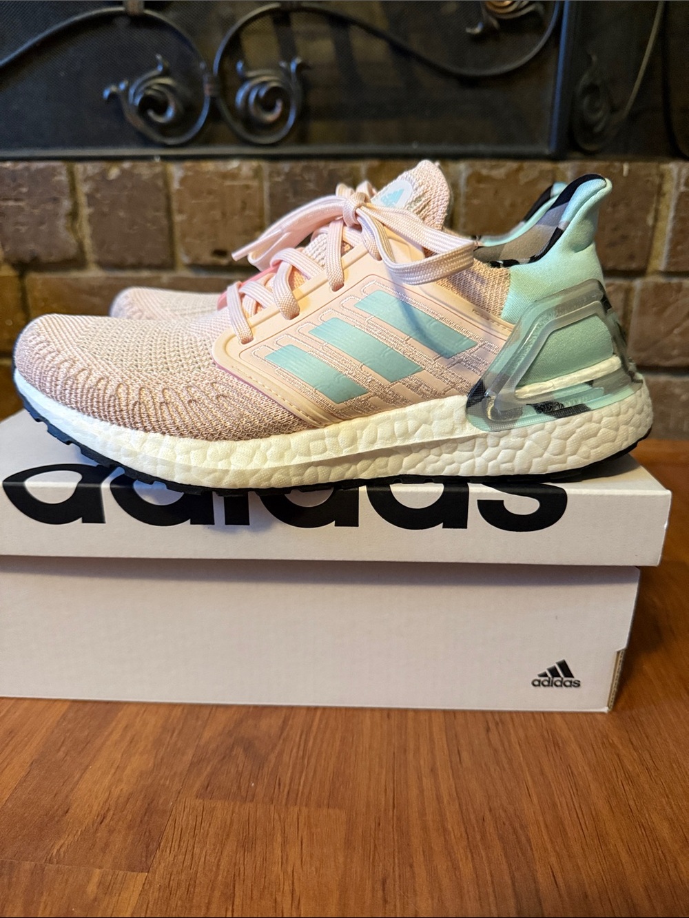 Women’s Adidas Ultraboost 20 Size 5.5 Pink and Mint Athletic Sneakers